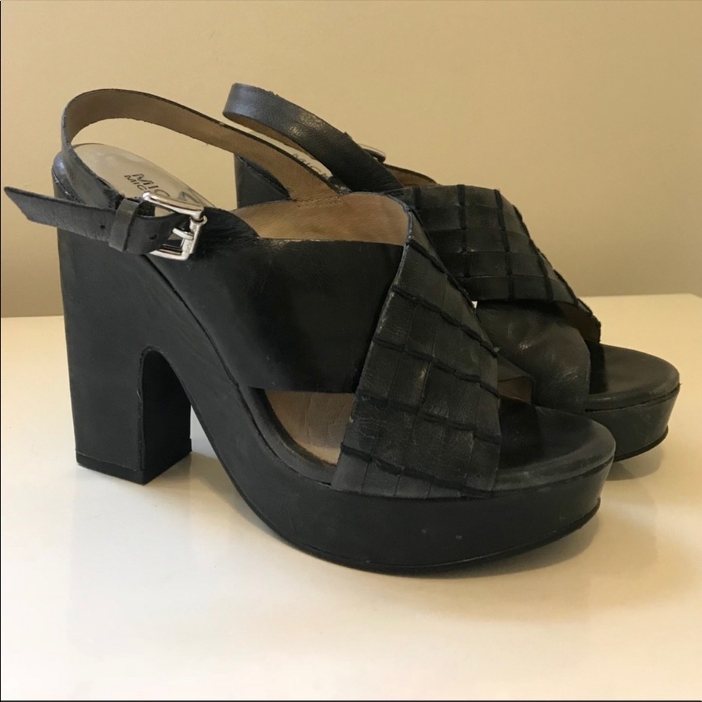 Michael Kors navy blue/charcoal platform wedges